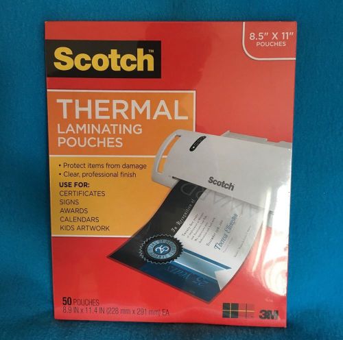 Scotch Thermal Laminating Pouches 8.5&#034; x 11&#034; Pack of 50 NEW