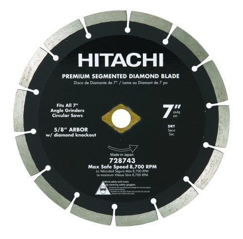 Hitachi 728743 7-Inch Dry Cut Segmented Rim Diamond Saw Blade for Concrete and