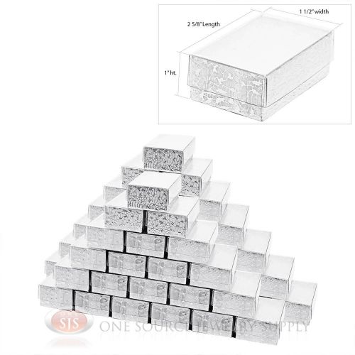50 silver view top cotton filled jewelry gift boxes  2 5/8&#034; x 1 1/2&#034; for sale