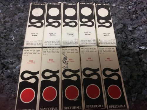 lot of 10 speedball water soluble Block printing ink 5 red (3401) 5 White(3403