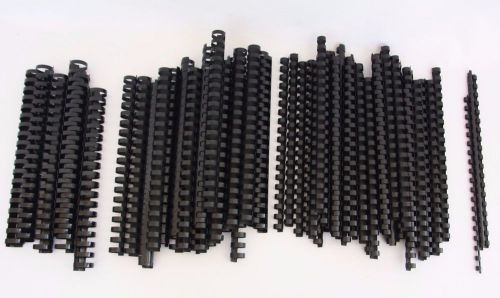Lot of 100 black s m l xl plastic binding combs spines various sizes 10.75&#034; long for sale