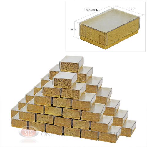 50 Gold View Top Cotton Filled Jewelry Gift Boxes 1 7/8&#034; x 1 1/4&#034;