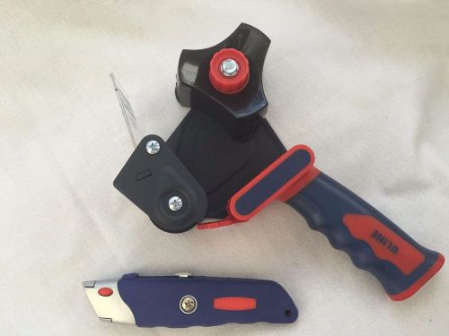 Uline Tape Gun Dispenser H1602  2&#034; Industrial Packing Tape W/MatchingBox Cutter