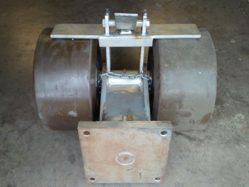 Dual caster assembly 8&#034; wide solid wheel about 17.5&#034; diameter for sale