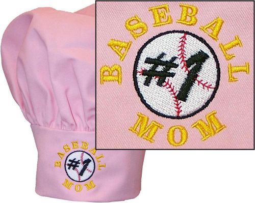 #1 Baseball Mom Chef Hat Adult Size Number One Mother&#039;s Day Monogram Pink Avail