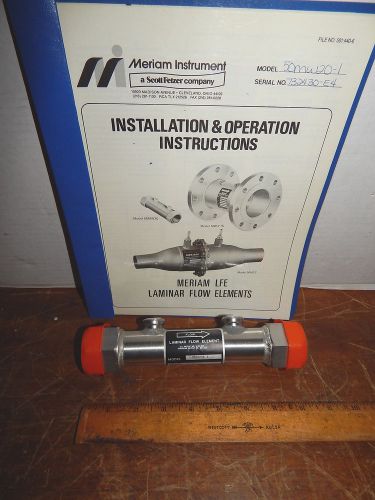 Meriam LFE 50MW20-1 Laminar Flow Element with Manual and Calibration Chart