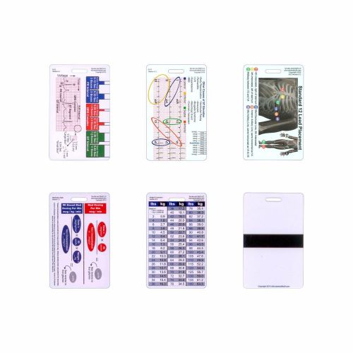 Mini paramedic vertical badge card set - 6 cards - pocket reference cheat sheet for sale