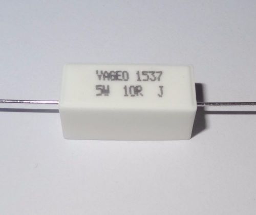 2 pcs, 10 ohm, 5W, axial power resistors by Yageo, P/N SQP500JB 10R