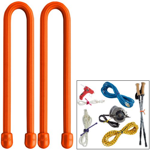 Nite Ize Gear Tie 12&#034; inch Orange Reusable Waterproof Rubber 2-Pack Twist Ties