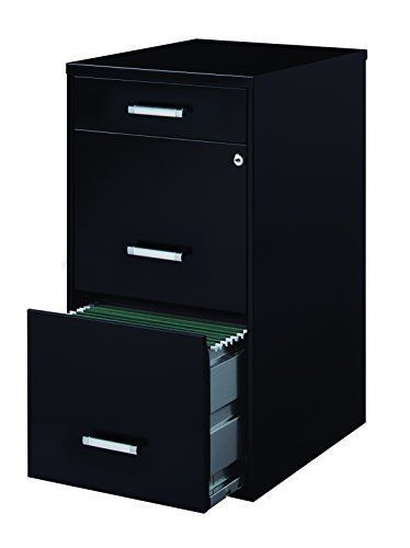 Great Sale Space Solutions 3-Drawer File Cabinet, 18-Inch Deep, Black Gift Free