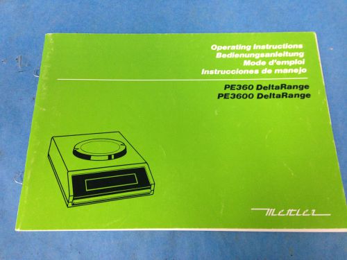 Mettler PE360 PE3600 DeltaRange Operating Instructions Manual
