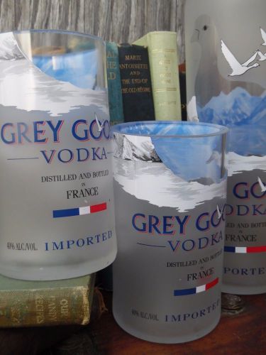 Grey Goose Bottle Upcycled Tumblers Groomsman Mancave Bar Wedding SET OF 2