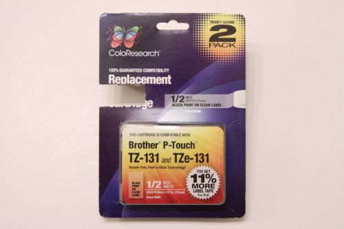 Color Research - 2 Pack Compatible with Brother P-Touch TZ-131 and TZe-131