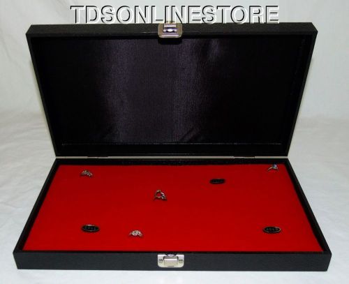 144 RING TRAVELING WOOD DISPLAY CASE WITH HINGED LID RED