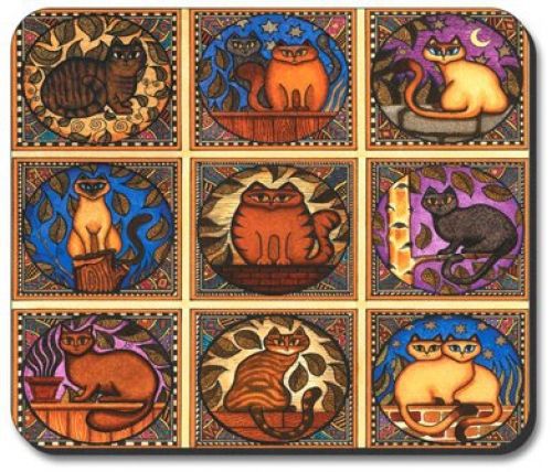 Art Plates Decorative Mouse Pad - Mosaic Cats Cat Themed