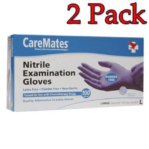 Caremates nitrile gloves, powder free, large, 100ct, 2 pack 715912106138a935 for sale