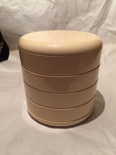 Vintage retro 70&#039;s white round swivel desk vanity organizer interdesign mod cool for sale