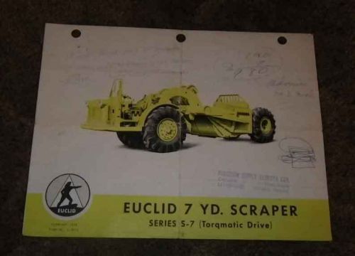 1958 euclid 7 yard scraper brochure.   series s-7 for sale