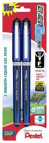 Pentel energel nv liquid gel pen, 0.5mm, needle tip, black ink, 2 pack for sale