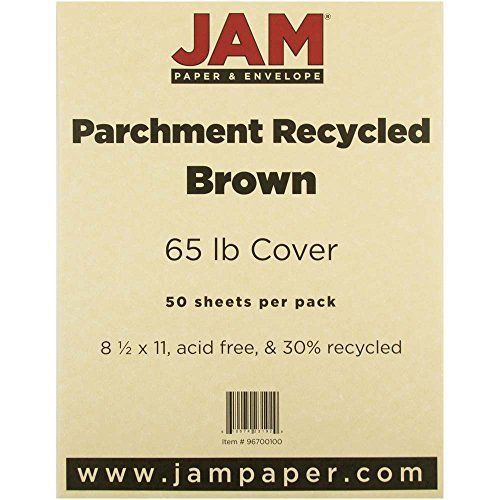 JAM Paper? 8 1/2 x 11 Cardstock - 65 lb Brown Parchment Cover Paper - Recycled -