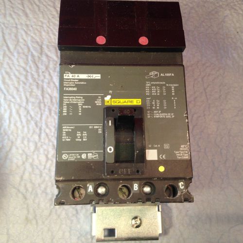 SQUARE D FA36040 40A 3P 600V --- 3 AVAILABLE