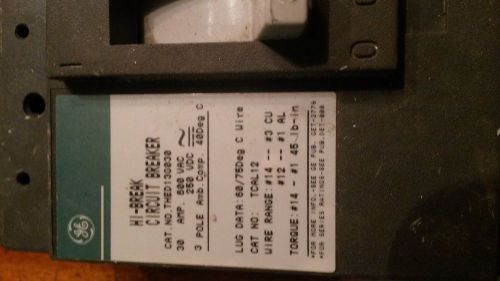 GE THED THED136030  3 pole 30 Amps Circuit Breaker Green Label