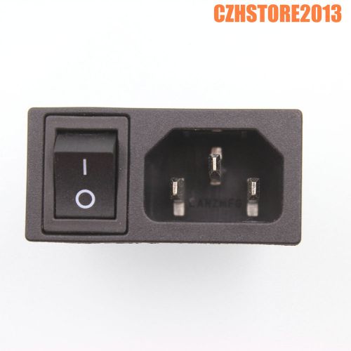 50PCS IEC320 Male Power Cord Inlet Socket Fuse Holder with Black Rocker Switch