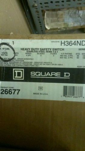 Square D Stainless H364NDS 200a 600v Fused NEW Safety Switch H364DS