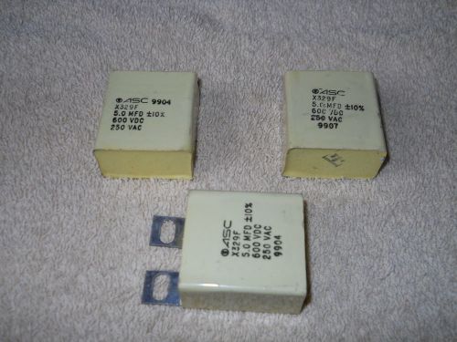 3) new igbt snubber capacitors by asc- type 329, 5uf, 600 volts dc, 10% tol for sale