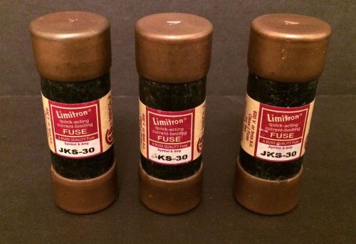Lot of (3) Buss Limitron JKS-30 Quick Acting, Current Limiting 600V Class J Fuse