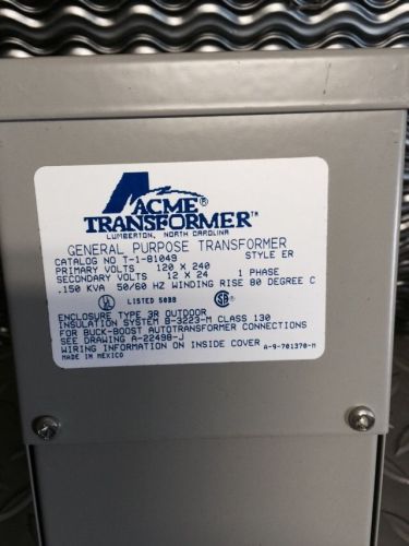 Boost and Buck Acme Transformer T-1-81049 FS3-8