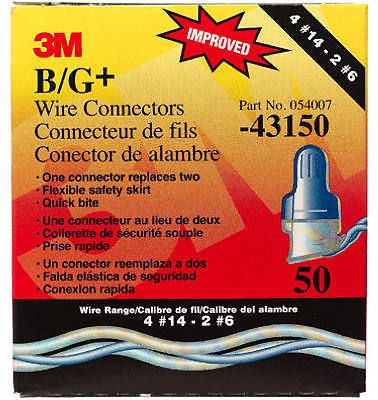 3m 43150 performance plus wire connectors-b/g wire conns 50 ct box for sale