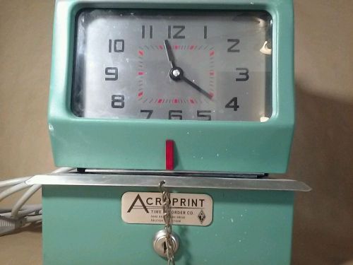 Acroprint 125 mechanical time clock green metal case vintage 70s