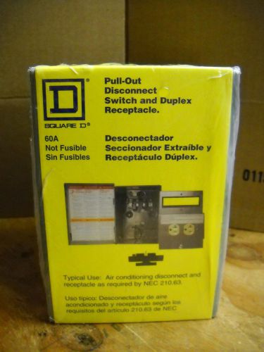New! Square D 60A Pull-Out Disconnect Switch And GFCI Receptacle UFP222RD G01