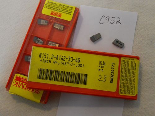 13 NEW SANDVIK  N151.2-A142-30-4G CARBIDE INSERTS. GRADE: H13A. {C952}