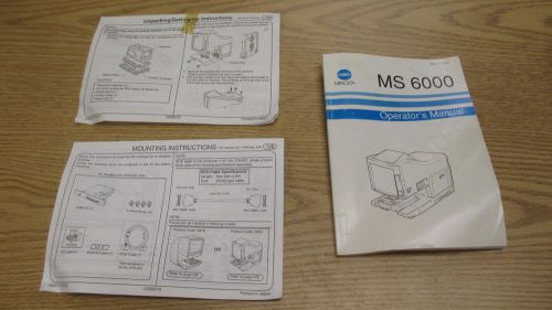 Minolta MS 6000 operator&#039;s Manual for Microfiche Microfilm Reader Viewer R#0334