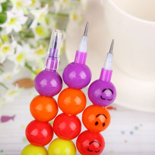 New Arrival 2Pcs Colorful Funny Face DIY Pencils For Kids Study Gifts (7 Parts)