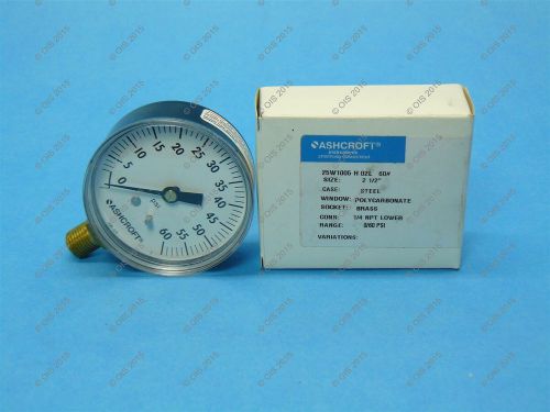 Ashcroft 25w1005-h-02l-60# 2 1/2&#034; pressure gauge 0-60 psi lm 1/4&#034; npt new for sale