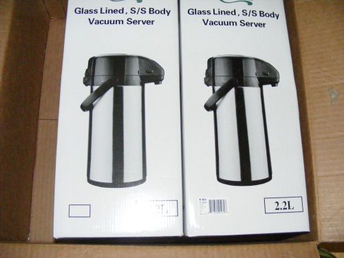 CHOICE COFEE AIRPOTS 2.2 Liter STAINLESS STEEL GLASS LINED LEVER TOP REG &amp; DECAF