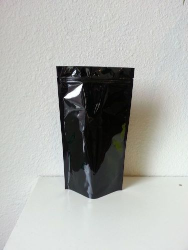 Black Mylar Stand Up Bags Pouches with Zipper 6.5&#034; x 11.5&#034; x 4&#034; (16 oz) 100 ct