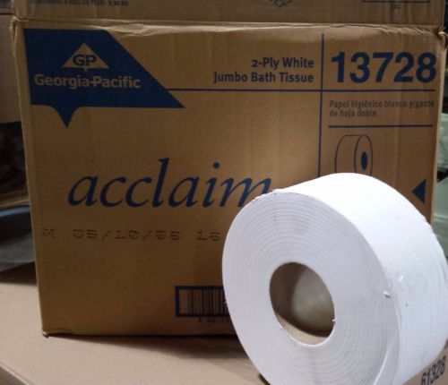 GPC-13702 ACCLAIM Georgia Pacific 2-Ply White Jumbo Bath Tissue, 8 Rolls/Ctn