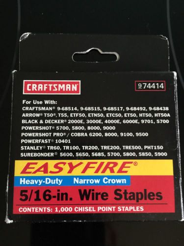 Craftsman Heavy Duty Narrow Crown 5/16&#034; Chisel Point Wire Staples 9 74414
