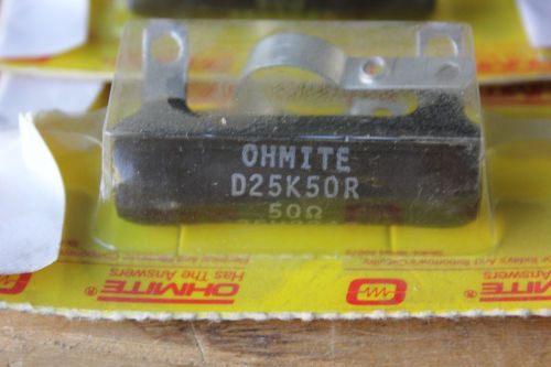 D25K50R OHMITE WIREROUND RESISTOR CHASSIS MOUNT 25WATT 50OHM - NEW 5PCS LOT