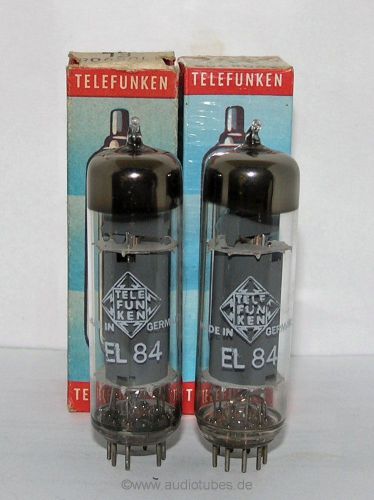 2 x EL84  6BQ5  perfect tubes &lt;&gt;  Telefunken round plate  (507058)