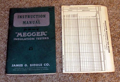 1948 Vintage Biddle &#034;Megger&#034; Insulation Testers Original MANUAL - 92 Pages