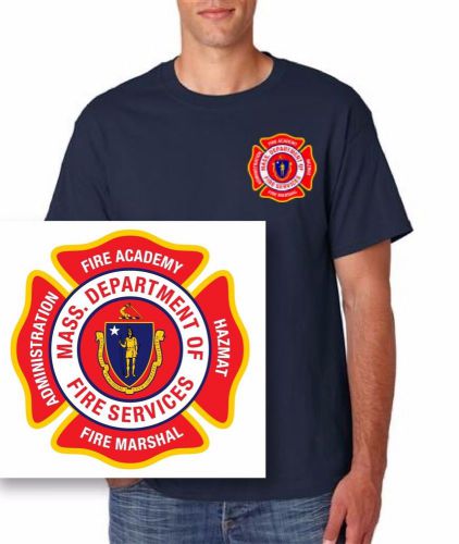 Massachusetts fire academy navy t (your dept. name on back) csa graphics for sale