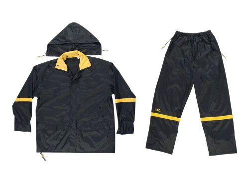 Clc r103l 3 piece deluxe nylon rain suit, black, medium for sale