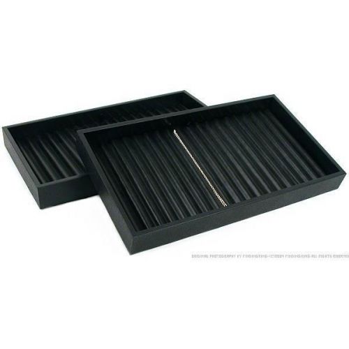 36 Slot Bracelet Display Black Faux Leather Tray