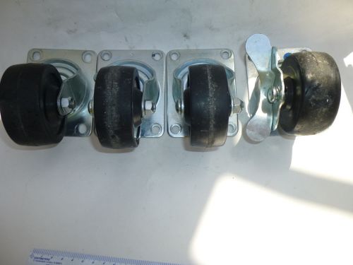 Casters set of 4 general duty swivel casters[1-locking] wheels 3&#034; x 1 1/4&#034; for sale