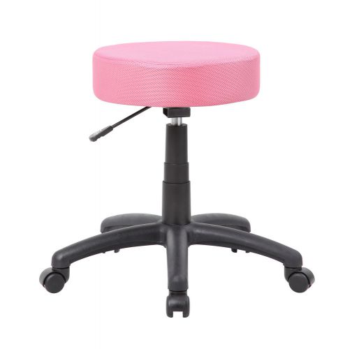 Boss Office Products Height Adjustable Stool with Double Wheel Caster Pink